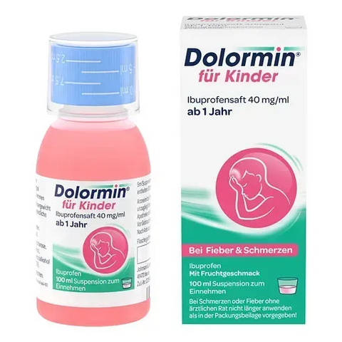 DOLORMIN f&uuml;r Kinder Ibuprofensaft 40 mg/ml Жарознижувальний сироп 4% з 1го року, 100мл 0000002926 фото