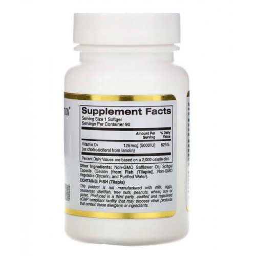 California GOLD Nutrition Вітамін D-3 5000МО, 90шт 0000000288 фото