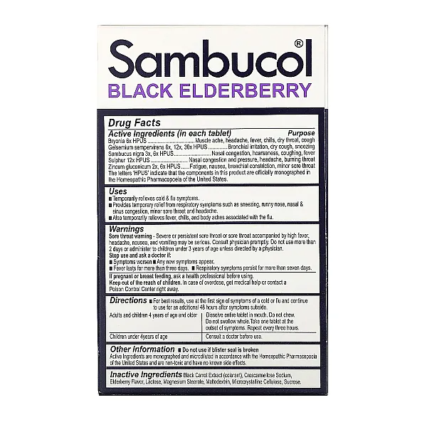 Sambucol Чорна Бузина, засіб від застуди та грипу, 30табл 0000003236 фото