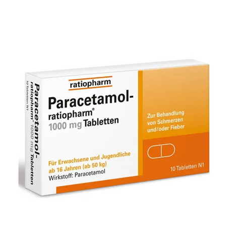 Ratiopharm paracetamol 1000mg Парацетамол, 10табл 0000000385 фото