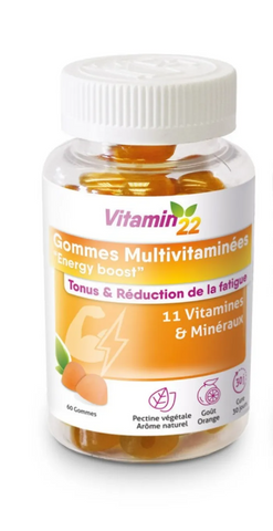 VITAMIN 22 GOMMES MULTIVITAMINEES ENERGY BOOST Жувальні пастилки мультивітаміни заряд енергії, 60шт 0000001687 фото