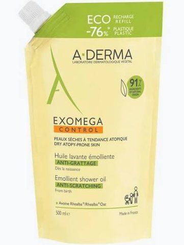 ADERMA EXOMEGA CONTROL Зволожувальна олійка для душу для сухої та атопічної шкіри(змінний блок), 500мл 0000000275 фото