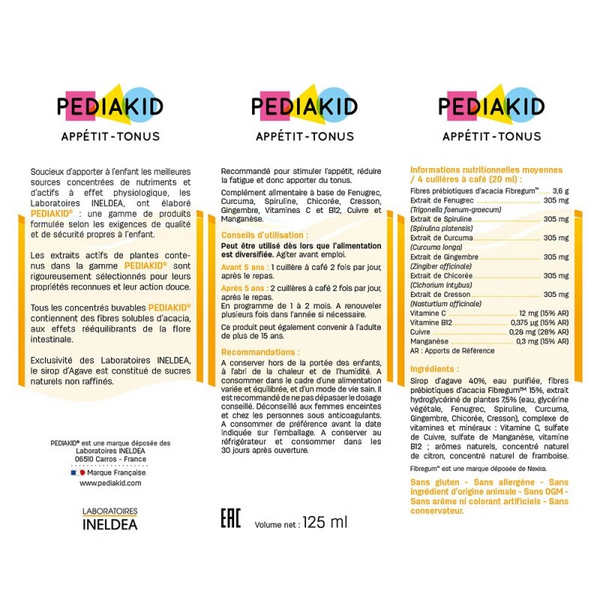 PEDIAKID APPETIT-TONUS Питний АПЕТИТ-ТОНУС Для відновлення апетиту та фізичного тонусу, 125мл 0000000767 фото