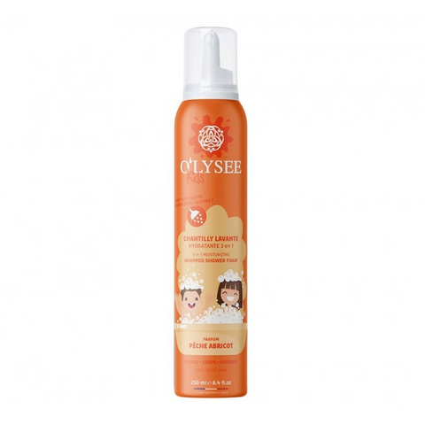 O'LYSEE Whipped Shower Foam Peach & Apricot Дитяча крем-пінка для купання 3 в 1 з ароматом персика та абрикоса, 250мл 0000003115 фото