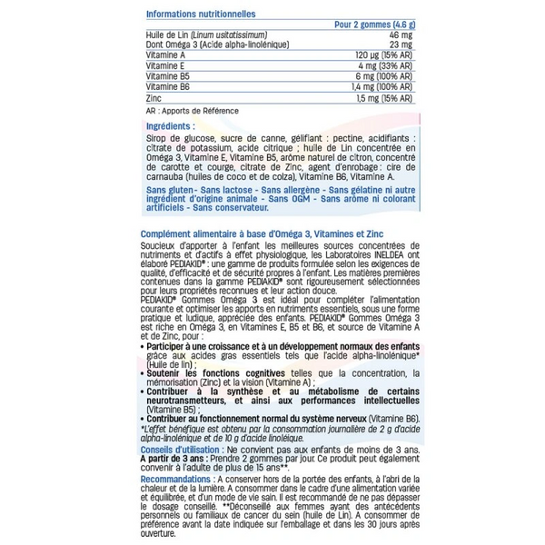 PEDIAKID GOMMES OMEGA 3 Ведмежуйки ОМЕГА 3 для покращення розумовоЇ діяльності, 60жел 0000000337 фото