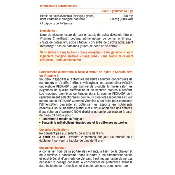 PEDIAKID GOMMES VITAMINE Ведмежуйки ВІТАМІН C для дітей з 3-х років, 60жел 0000001622 фото