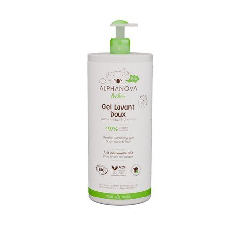ALPHANOVA b&eacute;b&eacute; BIO Органічний м&rsquo;який гель для миття тілата волосся для немовлят, 1000 мл 0000004189 фото