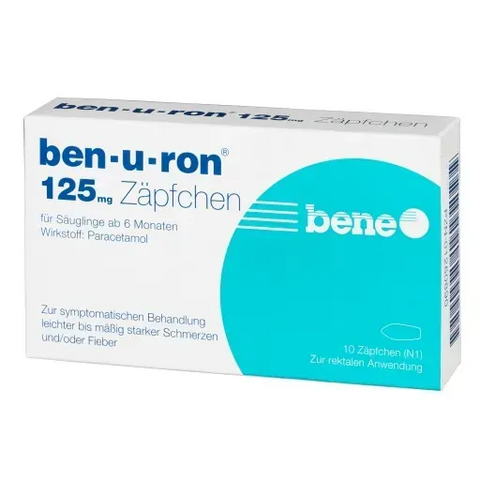 Ben-u-ron 125mg Супозиторії ректальні (свічки) парацетамол 125мг, 10шт 0000003288 фото